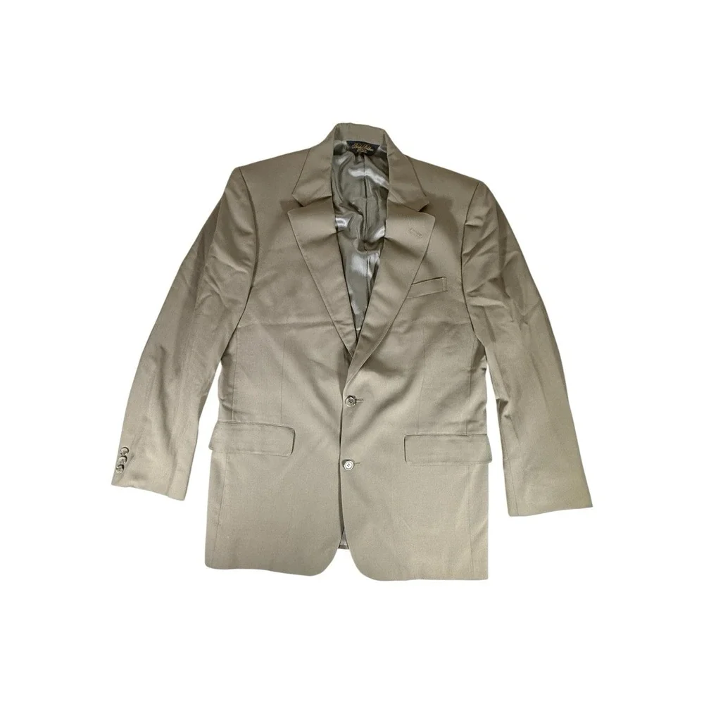 Brooks Brothers Blazer Adult Size 41L Tan 100 Wool 2 Button Made In USA Mens